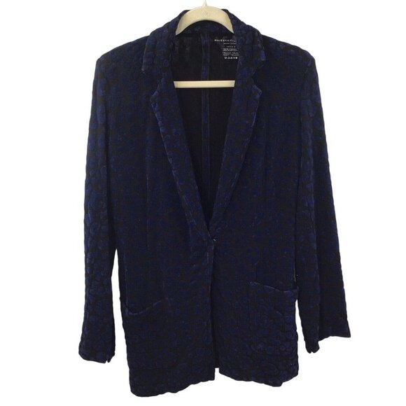 Majestic Filatures Women's Sz 2/Small Velvet Leopard Print One Button Blazer - Picture 3 of 12